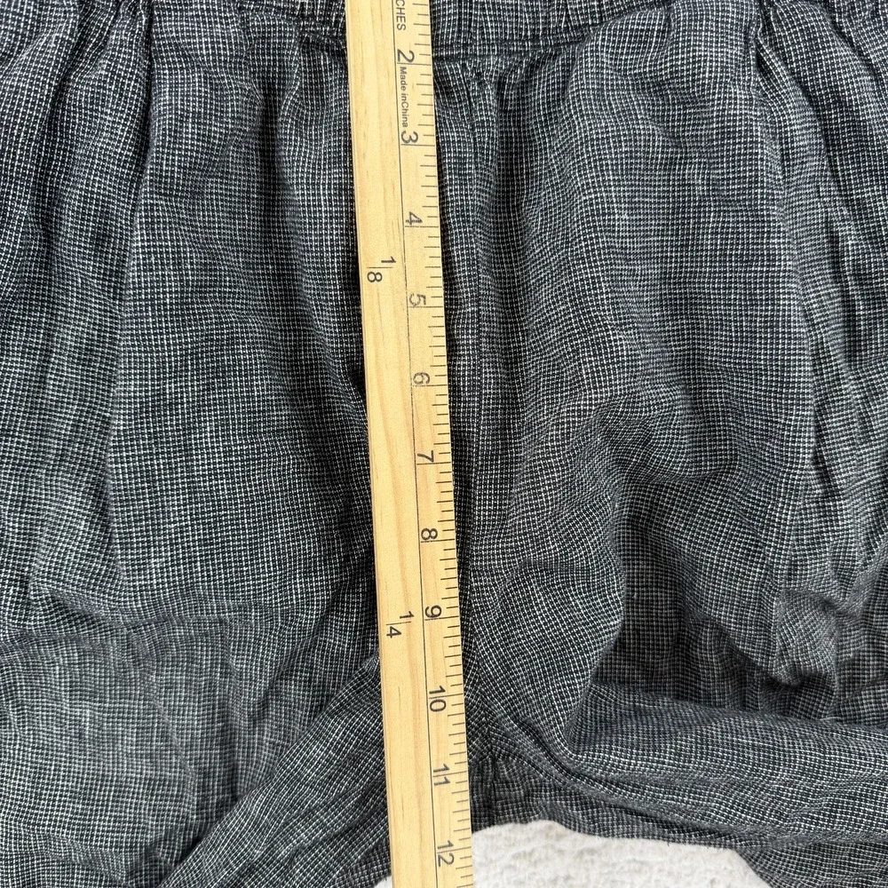 Eileen Fisher Pants Womens Petite Small Gray Check Hemp Cotton Ankle Elastic